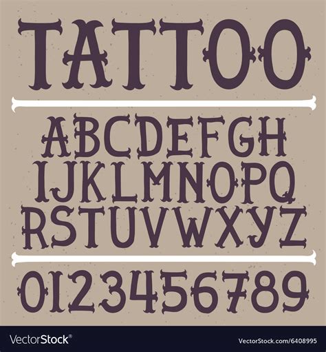 Old School Hand Drawn Tattoo Font Royalty Free Vector Image