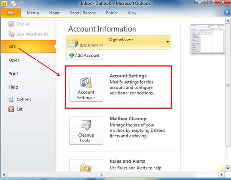 Where Is Account Settings In Outlook 2010 2013 2016 2019 And 365