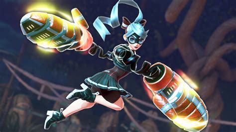 arms ribbon girl alternate costume sparky weapon showcase video arms lab stage screenshot