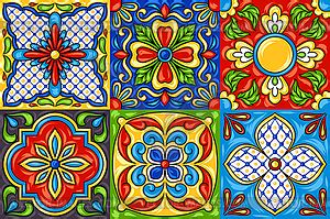 Mexican Talavera Ceramic Tile Pattern Vector Clipart