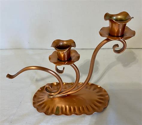 Gregorian Copper Set Of 2 Solid Copper Double Candle Stick Etsy