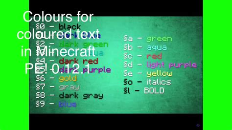 Symbols For Coloured Text In Mcpe 0121 Youtube