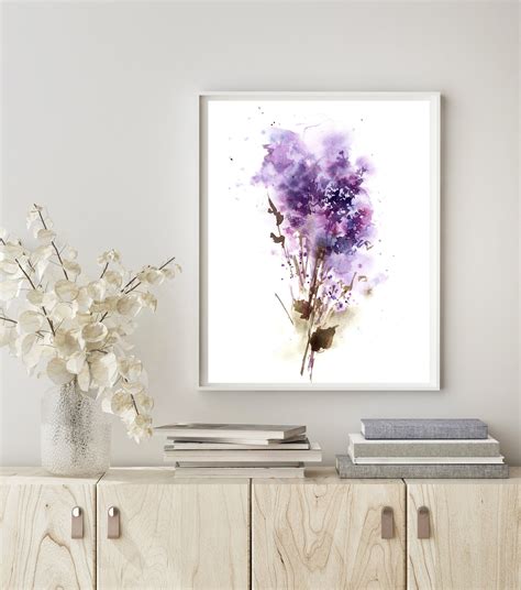 Lilac Flowers Art Print Abstract Floral Fine Art Print Etsy