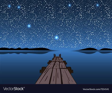 Night Lake Starry Sky Royalty Free Vector Image