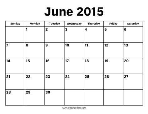 June 2015 Calendar Printable Old Calendars