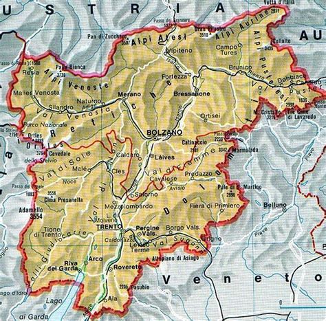 Trentino Sud Tirol Map Belluno Trento Italy Map South Tyrol Europe