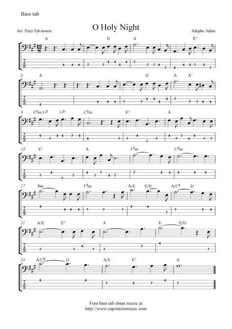 If you're looking for bass tabs, then click here. O Holy Night, free Christmas bass tab sheet music notes