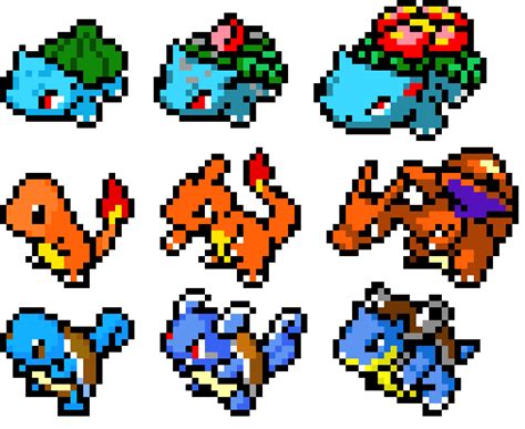 Kanto Region Starter Pokemon Pixel Art Maker