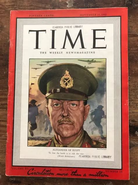 Vintage Time Magazine September 1942 Wwii Alexander Of Egypt Midway 19