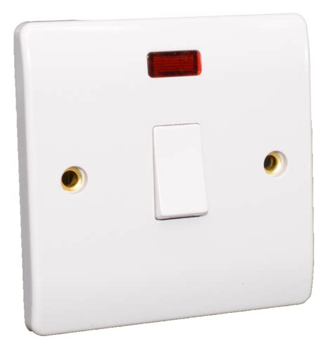Slimline Double Pole Switch 20a With Neon In Stock Cesco