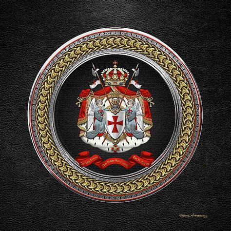 knights templar coat of arms special edition over black leather jigsaw puzzle by serge