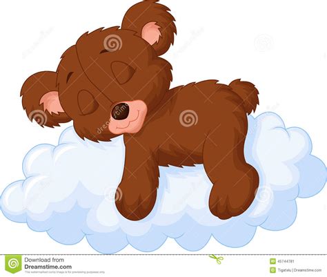 Cute Bear Cartoon Sleeping On The Cloud Stock Vector Illustration Of