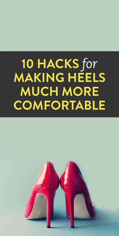 Red High Heeled Shoes With The Words 10 Hacks For Making Heels Much