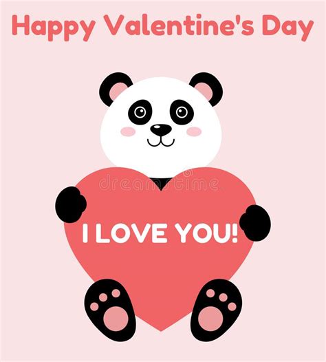 Cute Cartoon Panda Happy Valentine S Day With Panda And Heart Vector