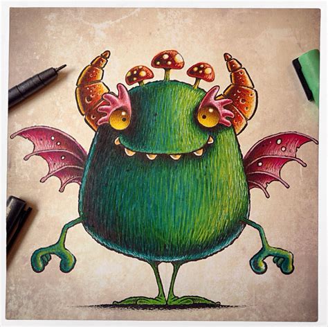 These childlike designs are perfect to delight a child audience, they are colorful, funny and with many illustrations. Monster doodle from sketchbook! | Whimsical art, Monster ...