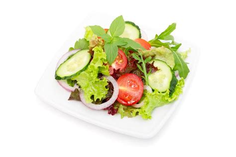 Fresh Vegetable Salad On White Stock Photo Image Of Bowl Closeup
