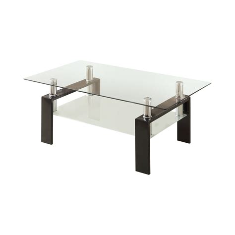 Dyer Tempered Glass Coffee Table With Shelf Black Coaster