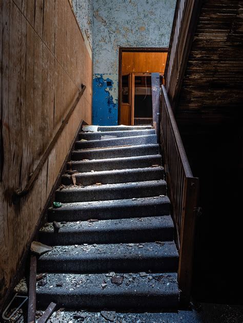 Tilted Staircase Inside An Abandoned School The Picture Doesnt Give It