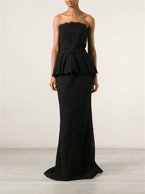 Dolce And Gabbana Peplum Lace Evening Dress In Black Lyst