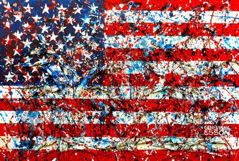 American Flag Abstract With Trees Painting By Genevieve Esson Pixels