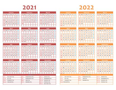 2021 2022 Two Year Calendar Free Printable Excel Templates Zohal