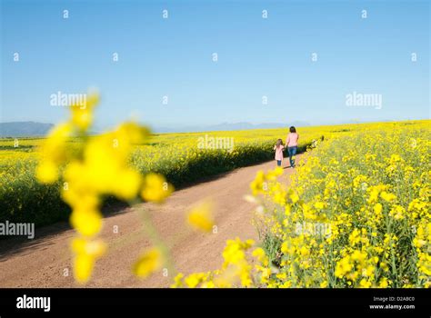Mother And Daughter Walking On Dirt Road Stock Photo Alamy