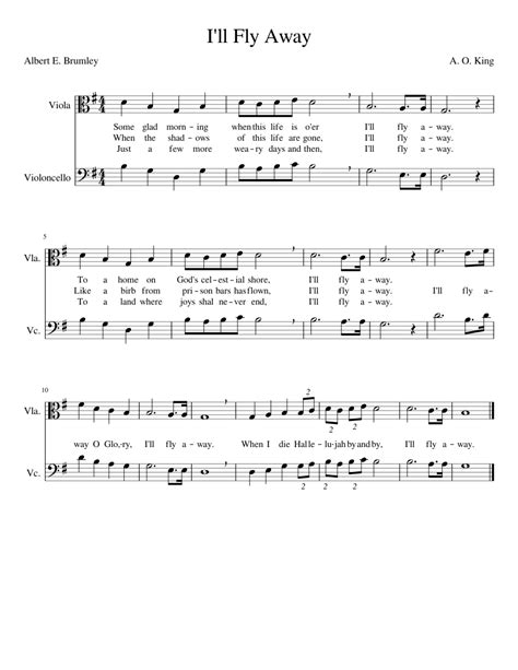 Ill Fly Away Sheet Music For Viola Cello Download Free In Pdf Or Midi