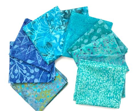 Batik Fat Quarter Bundle Pack Of 10 Fqs100 Cotton Blue And Etsy