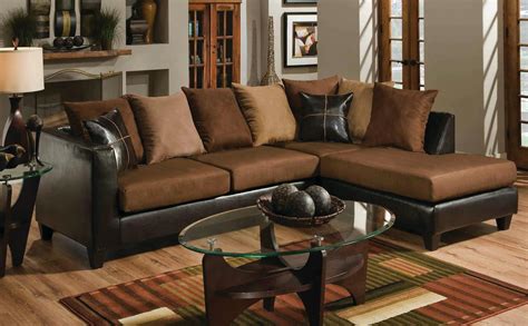 Casual Modern Small Living Room Furniture Sectional Sofa Set Brown Microfiber Sofa Chaise