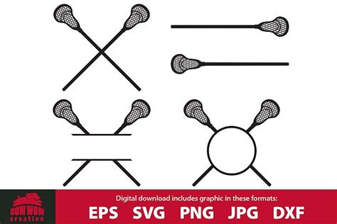 Lacrosse Sticks Monogram Bundle SVG, EPS, JPG, PNG, DXF