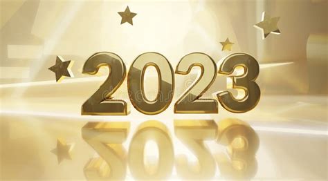 2023 Golden Bold Letters 3d Illustration Stock Illustration