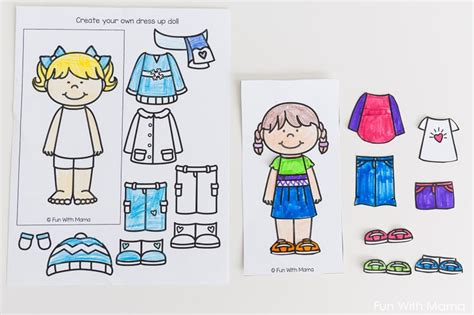 These printable paper doll clothes range from summery sleeveless dresses to stylish wrap skirts. Printable Paper Dolls For Spring, Summer, Winter and Fall - Fun with Mama