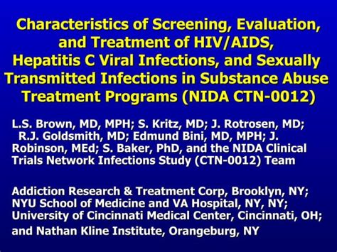 characteristics of screening evaluation and treatment of hiv aids hepatitis c viral