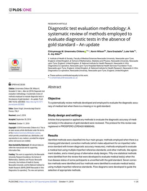Pdf Diagnostic Test Evaluation Methodology A Systematic Review Of