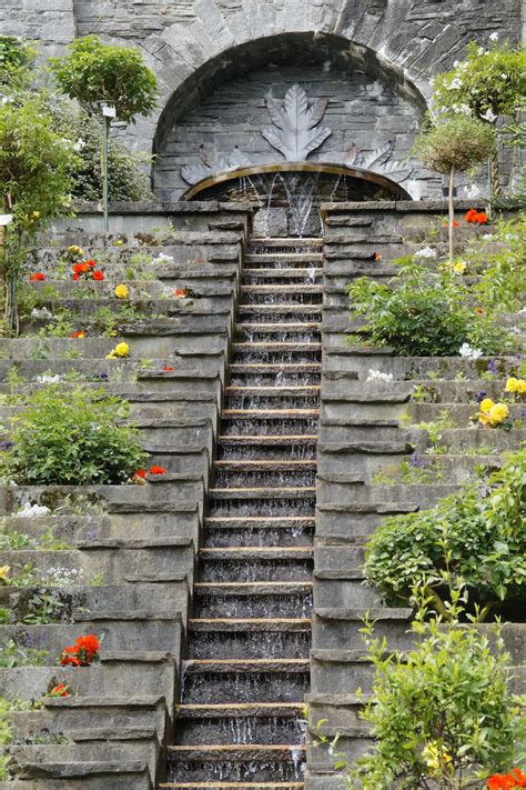 Free Images Waterfall Flower Wall Walkway Autumn Garden Stairs