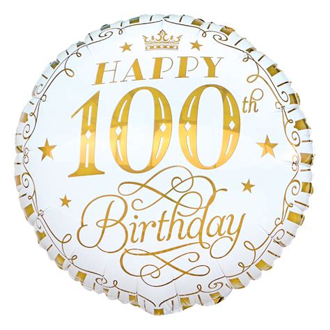 Buy White And Gold 100th Birthday 18 Inch Foil Helium Balloon For Gbp 2