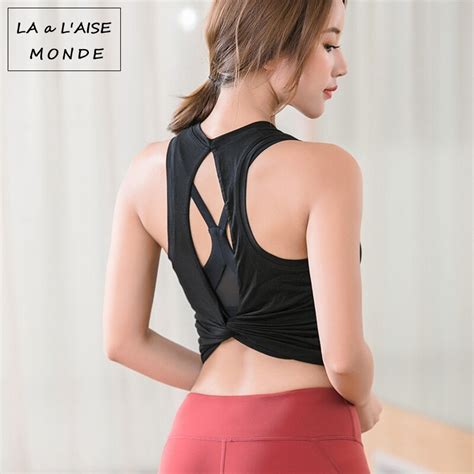 Women Sexy Backless Yoga Shirts Workout Tee Tops Fitness Sleeveless