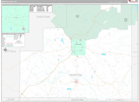 Winston County Ms Wall Map Premium Style By Marketmaps Mapsales