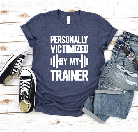 personally victimized by my trainer shirt funny cute workout personal trainer t fitness
