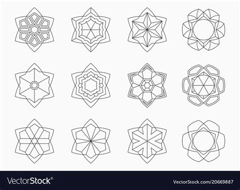 Set Of Abstract Symmetric Geometric Shapes Vector Image