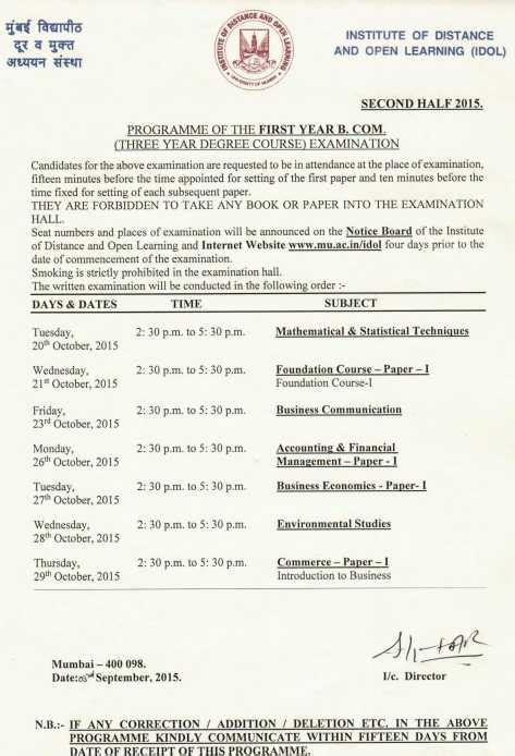 2021 2022 Student Forum Mumbai University Fybcom Exam Timetable