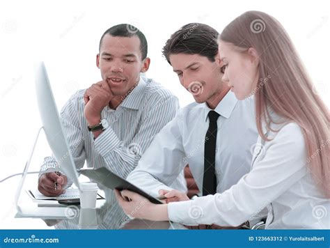 Friendly Business Team Discussing Promising Business Ideas Stock Photo