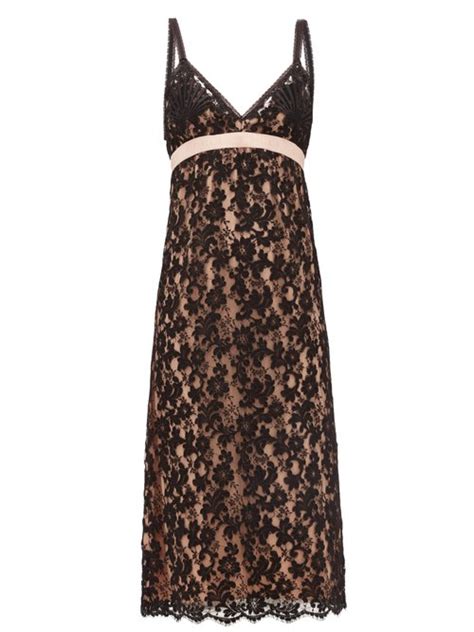 Gucci Embroidered Floral Lace Slip Dress Black Coshio Online Shop