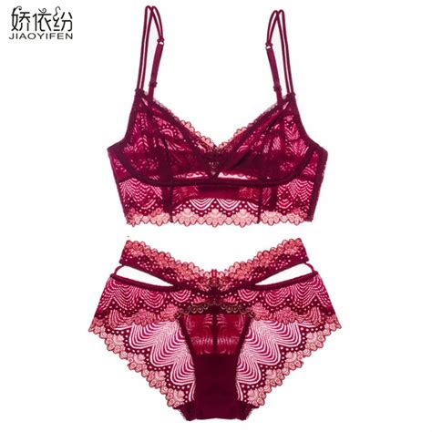 Jyf New Ultra Thin French Sexy Women Bra Bralette Underwear Set Wire Free Lace Hollow Cozy