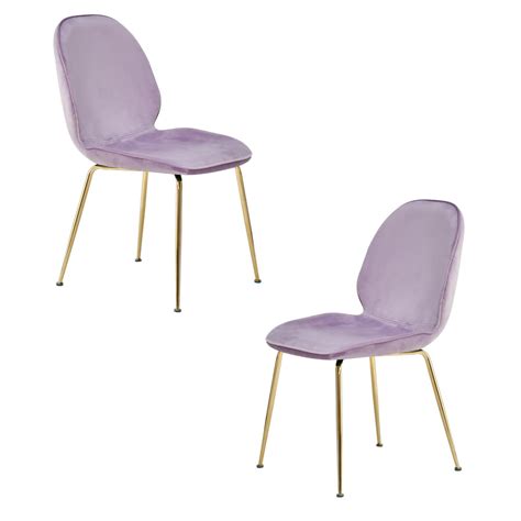 Best Master Furniture Tara Lavender Velvet And Gold Dining Chair Set