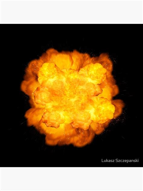 Extremely Massive Fire Explosion Orange Color With Sparks Isolated On