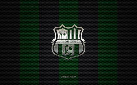 Us Sassuolo Calcio Logo Italian Football Club Metal Emblem Green Black Metal Mesh Background
