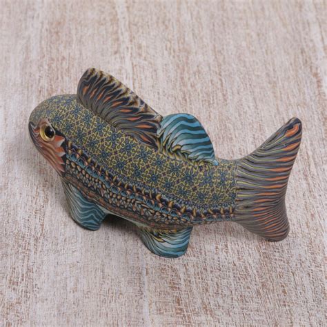 Handcrafted Polymer Clay Fish Sculpture 33 Inch From Bali Bali
