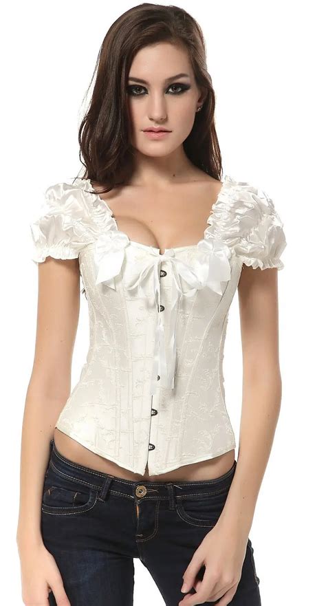 renaissance gothic corset lace up corset off the shoulder brocade short puff ruffle sleeve