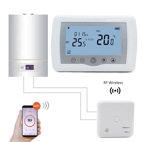 China RF Wireless Digital Room Smart WiFi Programmable Thermostat For Boiler Heating China